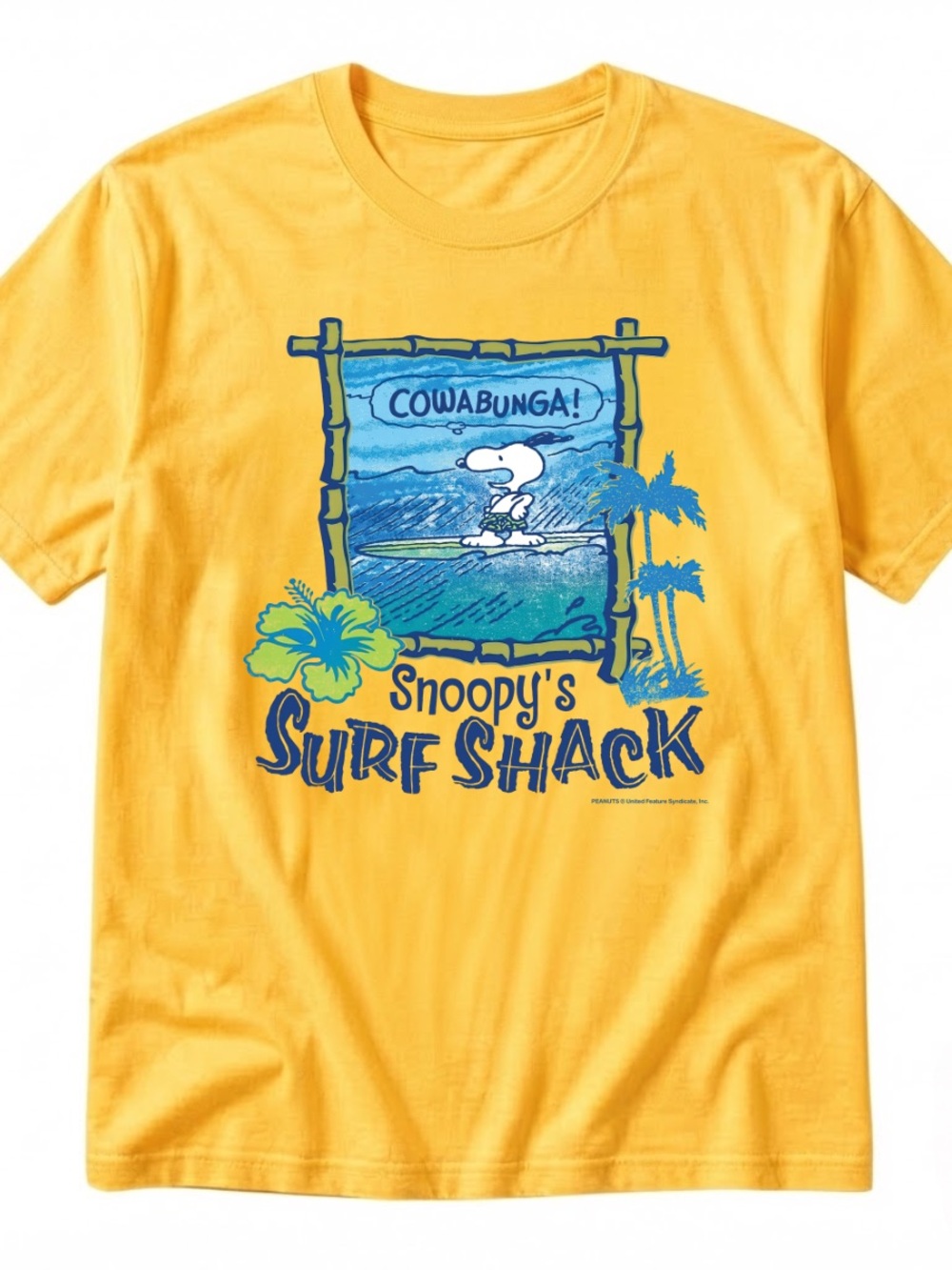 Gildan Yellow Snoopy Surf Shack Graphic Tee